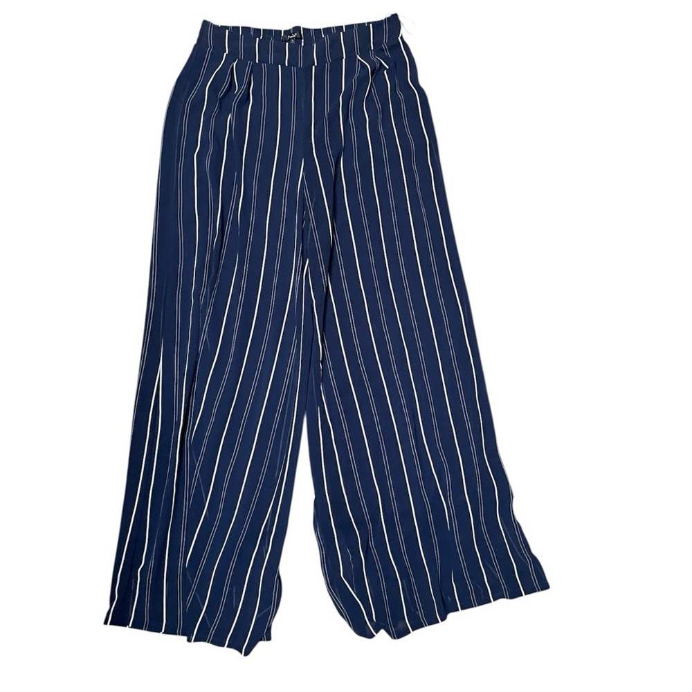 Papaya Navy and White Striped Wide Leg Casual Dress Pants, L